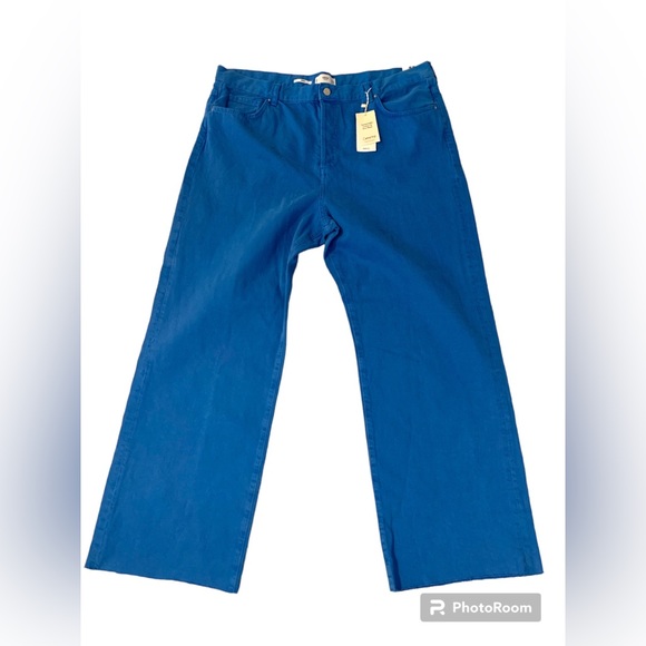 Women Mango Nora Button Fly Wide Leg Flared High Rise Jeans Blue 20 NWT - Picture 8 of 10